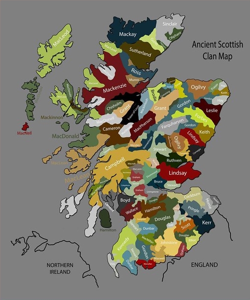 Ancient Scottish clans map